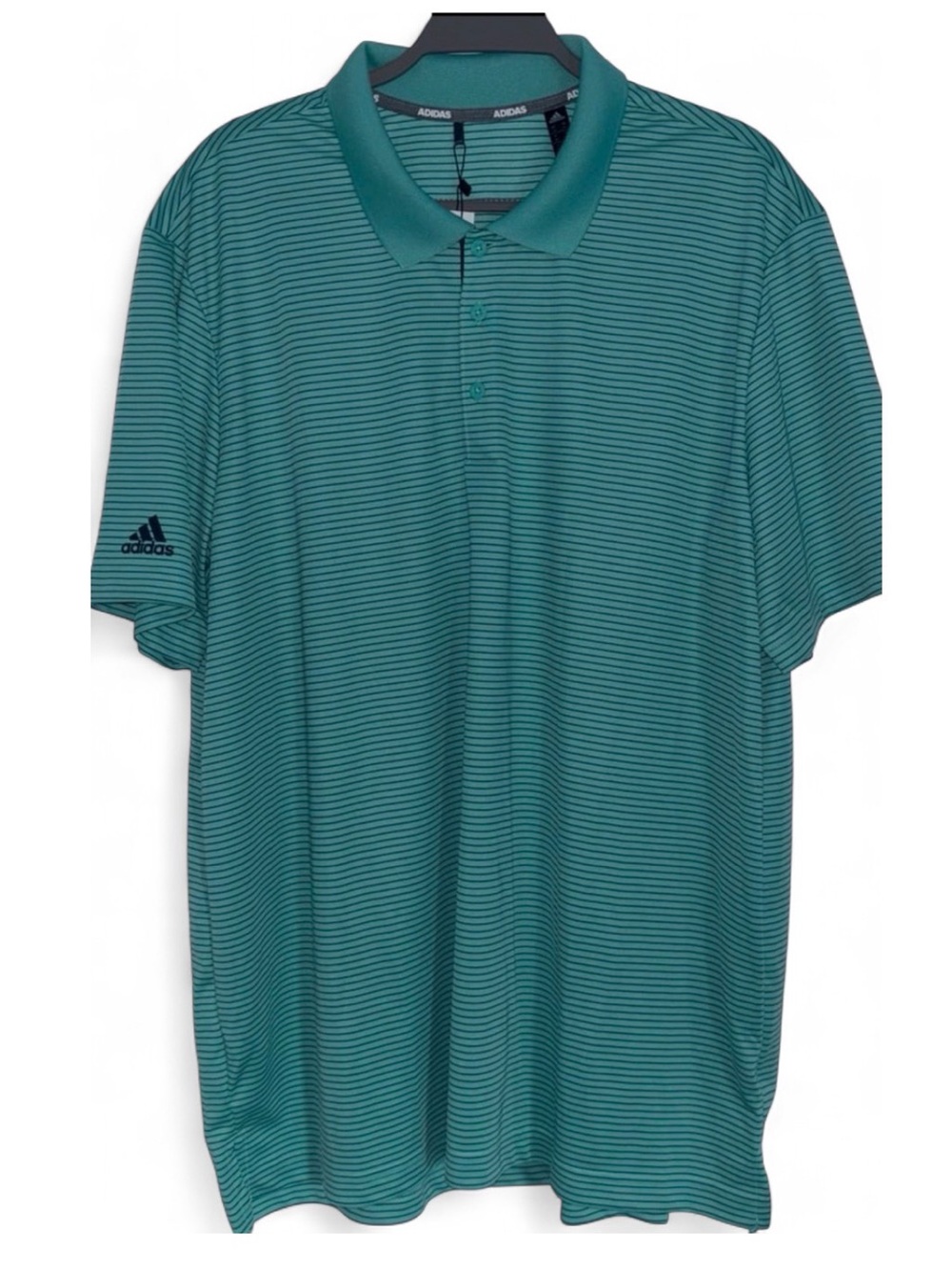 Adidas Men's Athletic Golf Polo XXL/2XL Short Sleeve Striped Shirt UPF 50 NWT